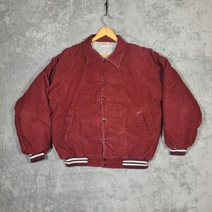 Vintage Hartwell Jacket Mens Large Maroon Corduroy Quilted Lined Bomber USA 80s